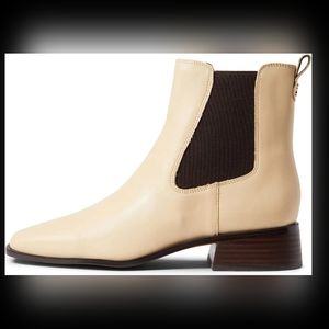 Sam Edelman Cream Leather Chelsea Ankle Boots with Brown Elastic